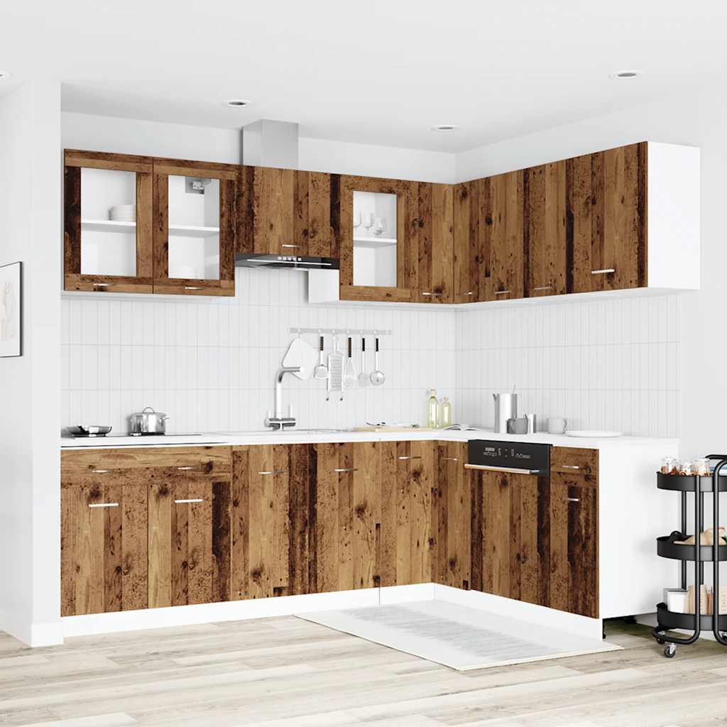 11 Piece Kitchen Cabinet Set Old Wood Engineered Wood