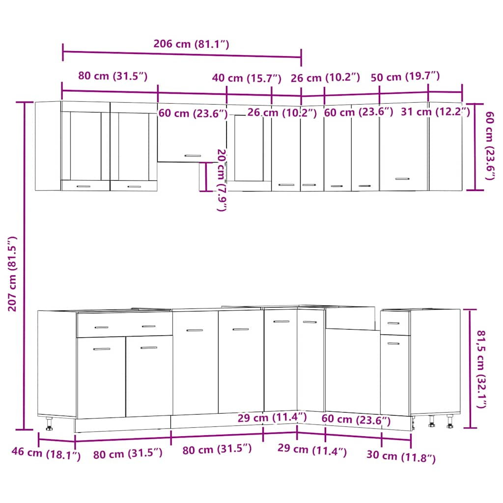 11 Piece Kitchen Cabinet Set Artisan Oak Engineered Wood