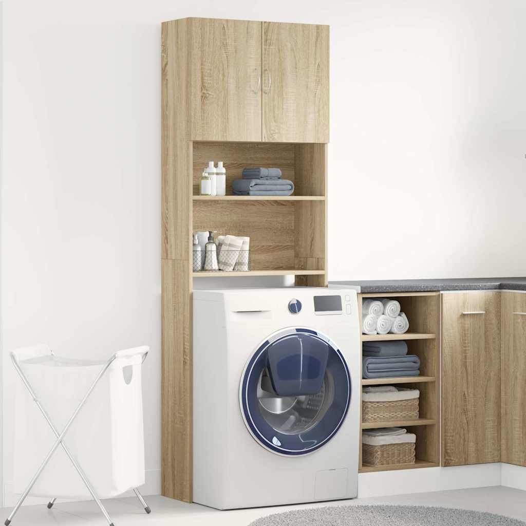 Washing Machine Cabinet Sonoma Oak 64x24x190 cm Engineered Wood