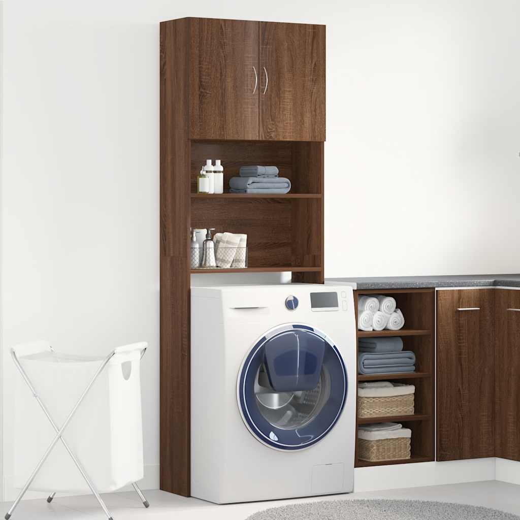 Washing Machine Cabinet Brown Oak 64x24x190 cm Engineered Wood