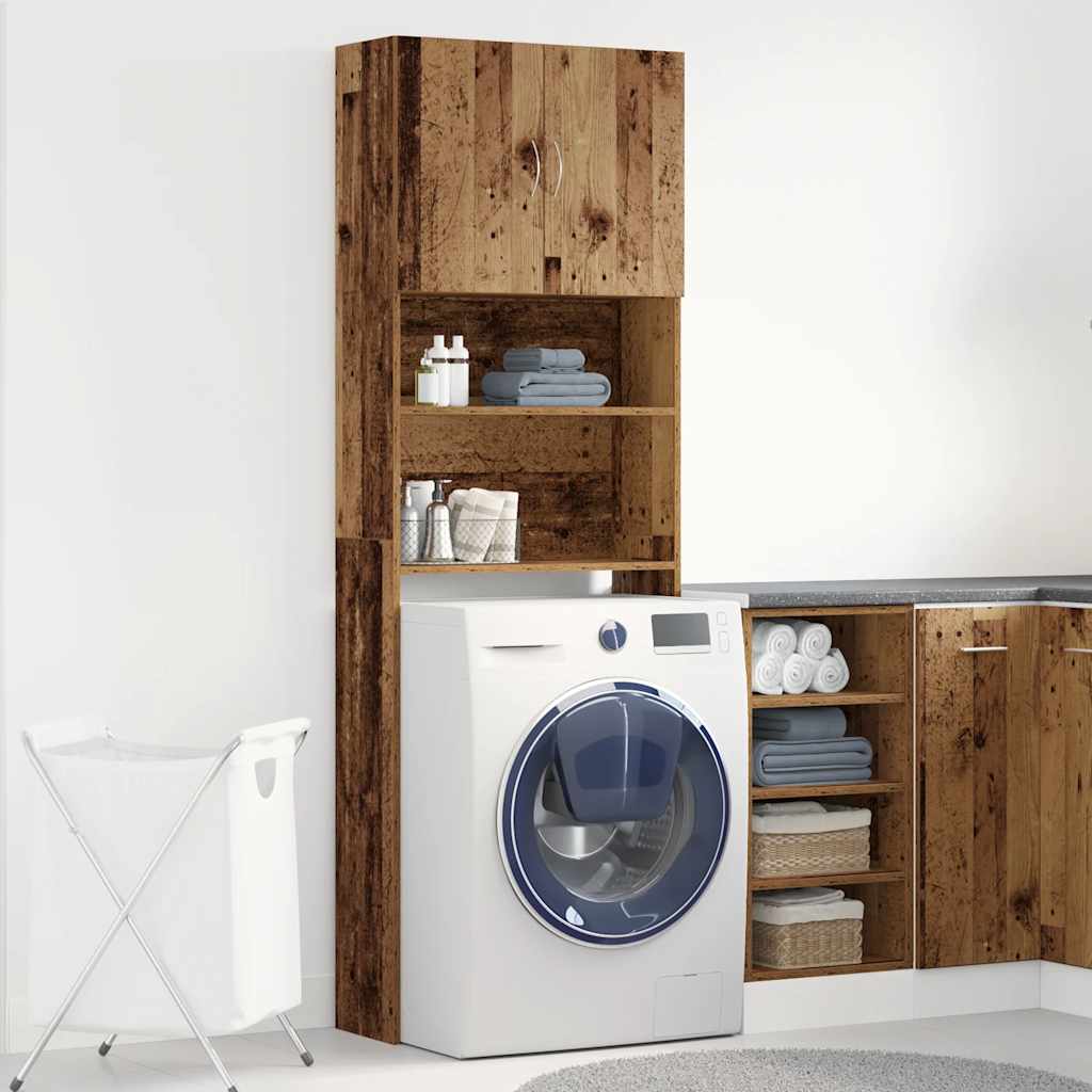 Washing Machine Cabinet Old Wood 64x24x190 cm Engineered Wood