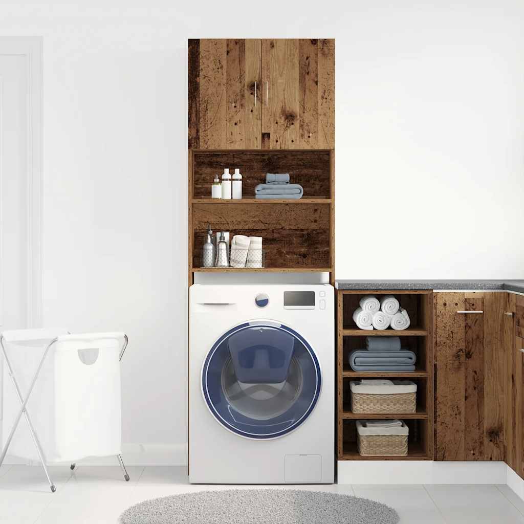 Washing Machine Cabinet Old Wood 64x24x190 cm Engineered Wood