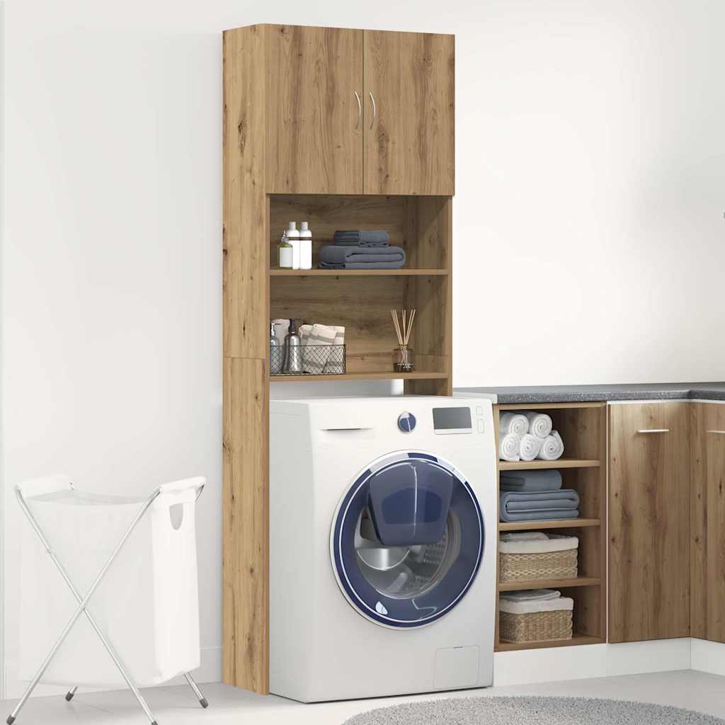 Washing Machine Cabinet Artisan Oak 64x24x190 cm Engineered Wood