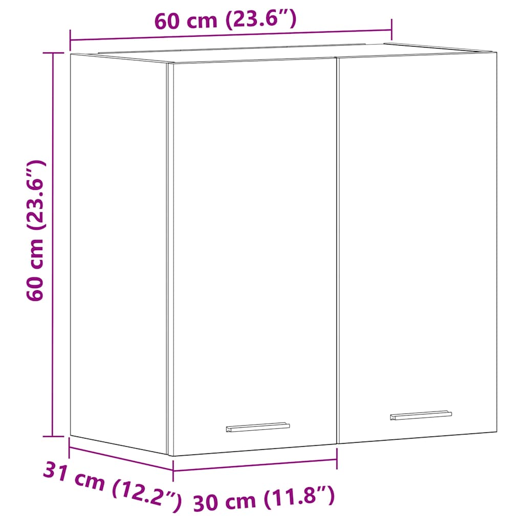 Kitchen Wall Cabinet Lyon Old Wood 60x31x60 cm Engineered Wood