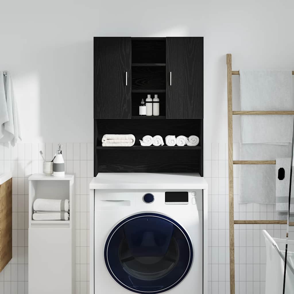 Washing Machine Cabinet Black Oak 70.5x25.5x90 cm