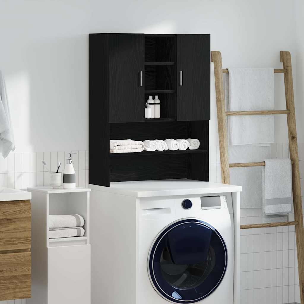 Washing Machine Cabinet Black Oak 70.5x25.5x90 cm