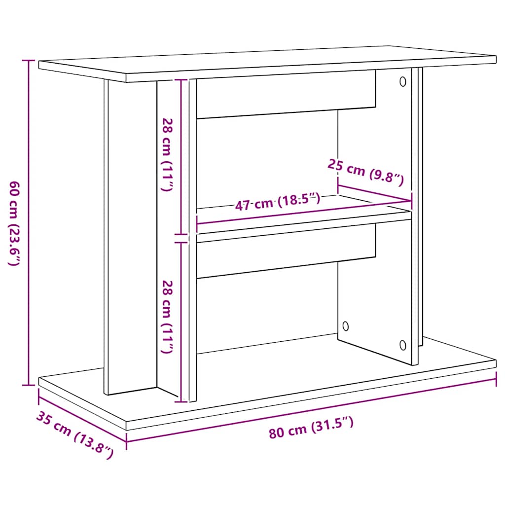 Aquarium Stand Black Oak 80x35x60 cm Engineered Wood