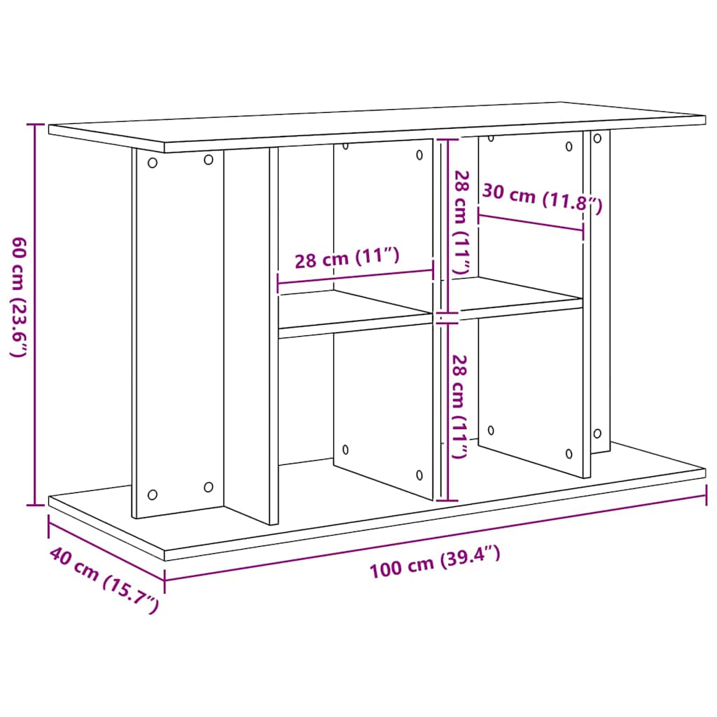 Aquarium Stand Black Oak 100x40x60 cm Engineered Wood