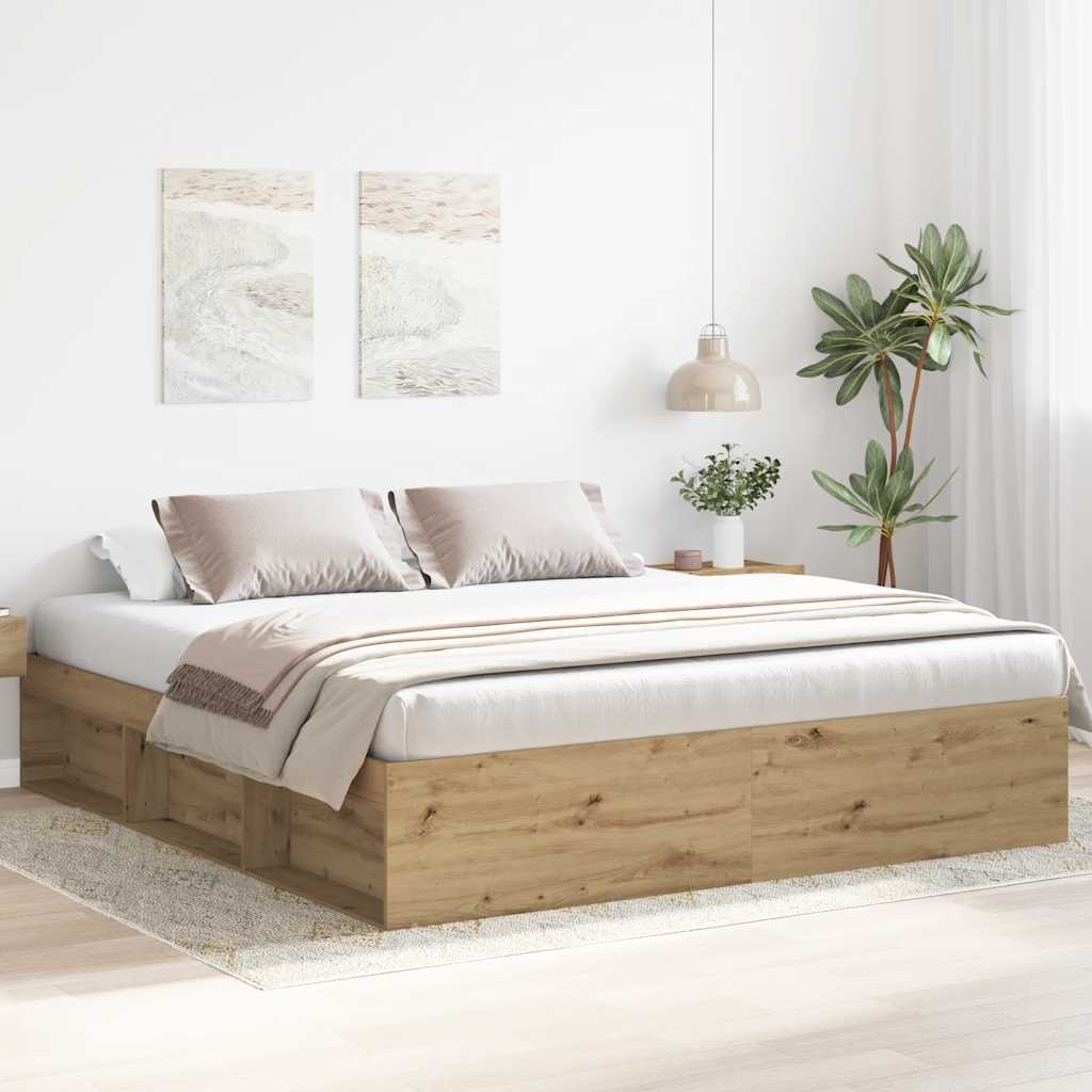 Bed Frame without Mattress Artisan Oak 200x200cm Engineered Wood