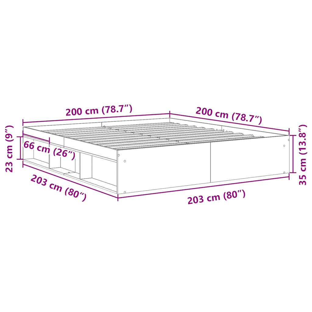 Bed Frame without Mattress Artisan Oak 200x200cm Engineered Wood