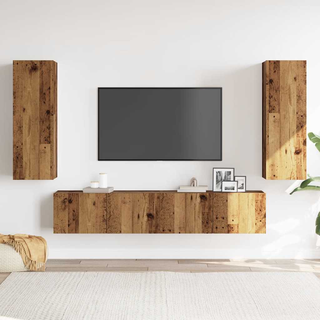 Wall Mounted TV cabinets 4 pcs Old Wood Engineered Wood