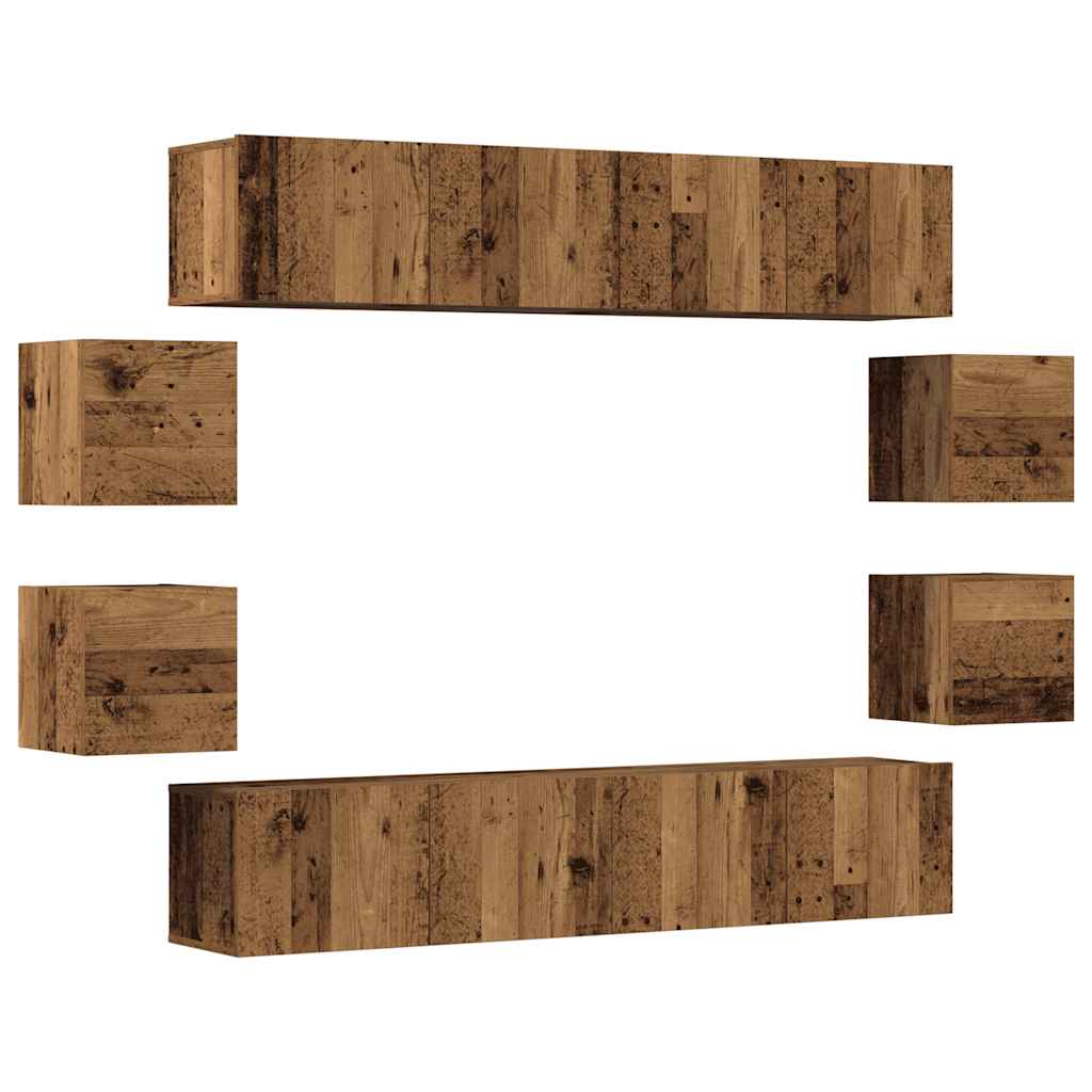 Wall Mounted TV cabinets 8 pcs Old Wood Engineered Wood