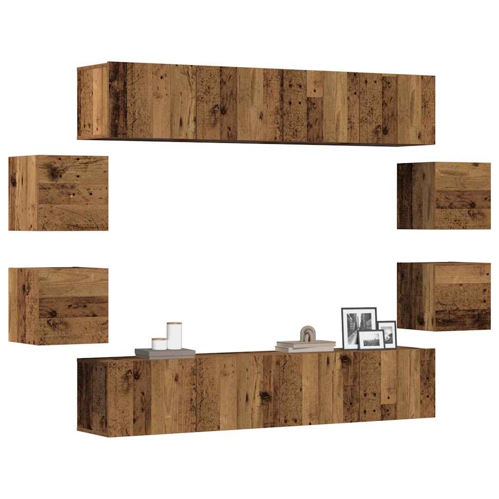 Wall Mounted TV cabinets 8 pcs Old Wood Engineered Wood