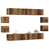 Wall Mounted TV cabinets 8 pcs Old Wood Engineered Wood