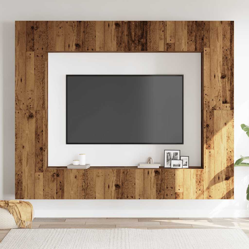 Wall Mounted TV cabinets 8 pcs Old Wood Engineered Wood