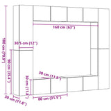 Wall Mounted TV cabinets 8 pcs Old Wood Engineered Wood