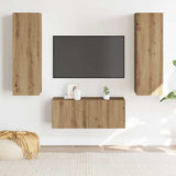 Wall Mounted TV cabinets 3 pcs Artisan Oak Engineered Wood