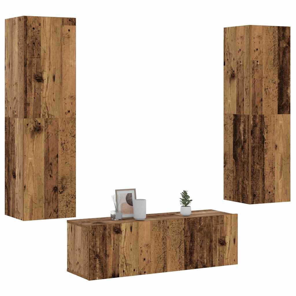 Wall Mounted TV cabinets 3 pcs Old Wood Engineered Wood