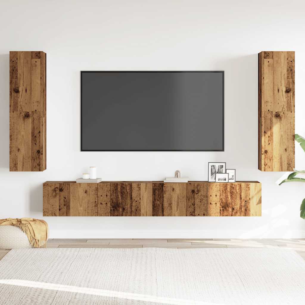 Wall Mounted TV cabinets 4 pcs Old Wood Engineered Wood