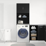 Washing Machine Cabinet Black Oak 64x24x190 cm Engineered Wood