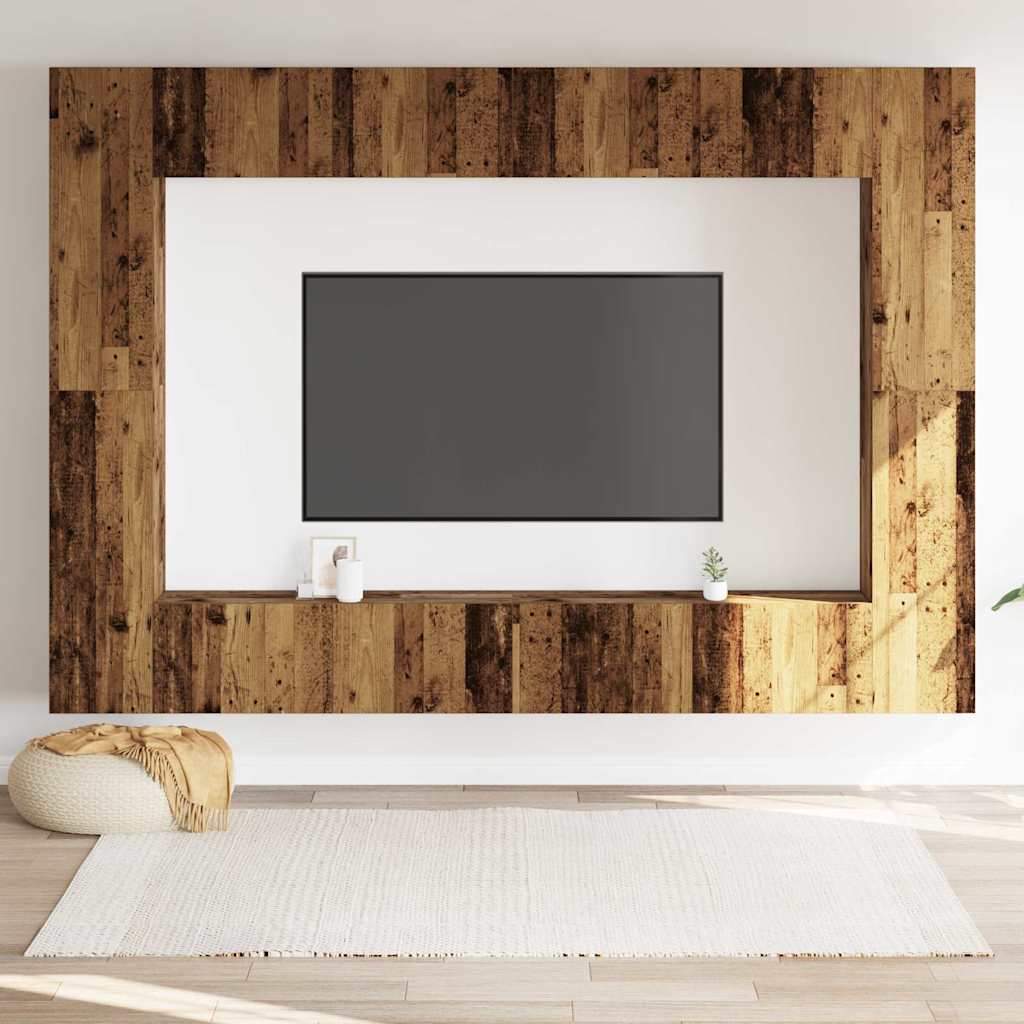 Wall Mounted TV cabinets 8 pcs Old Wood Engineered Wood