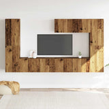 Wall Mounted TV cabinets 7 pcs Old Wood Engineered Wood