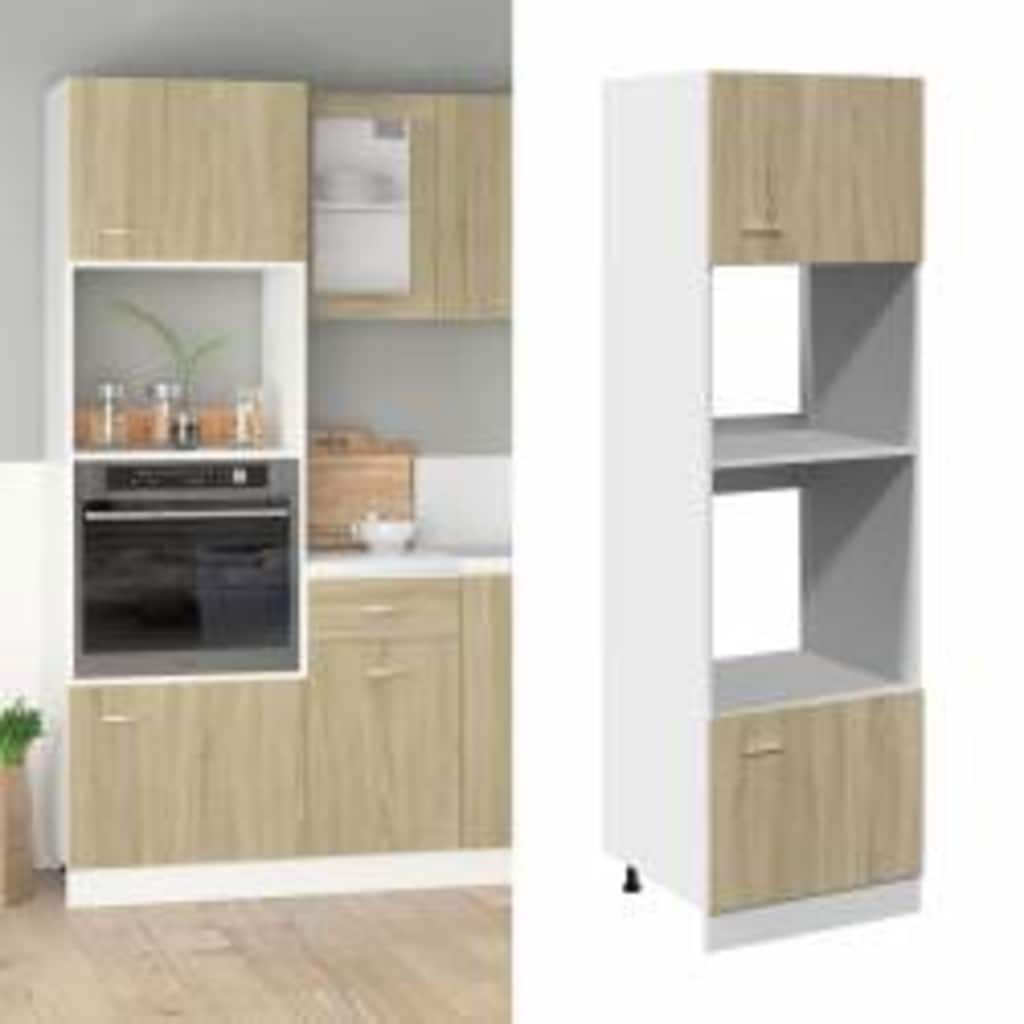 Microwave Cabinet Lyon Sonoma Oak 60x57x207 cm Engineered Wood