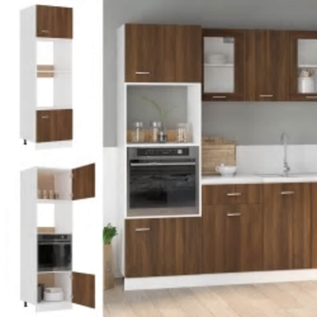 Microwave Cabinet Lyon Brown Oak 60x57x207 cm Engineered Wood