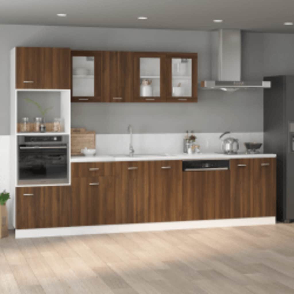 Microwave Cabinet Lyon Brown Oak 60x57x207 cm Engineered Wood