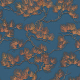 Wallpaper Pine Tree Gold and Blue