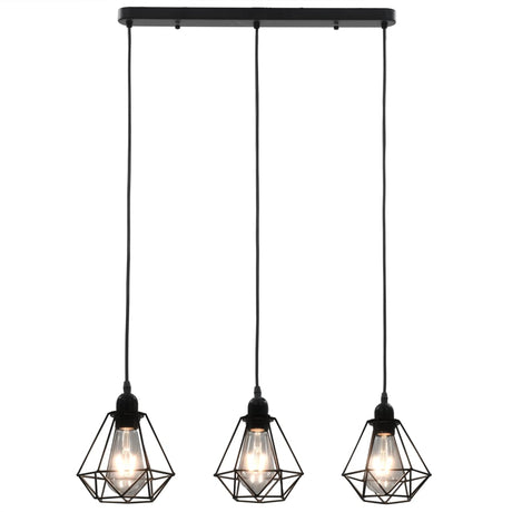 Ceiling Lamp with Diamond Design Black 3 x E27 Bulbs