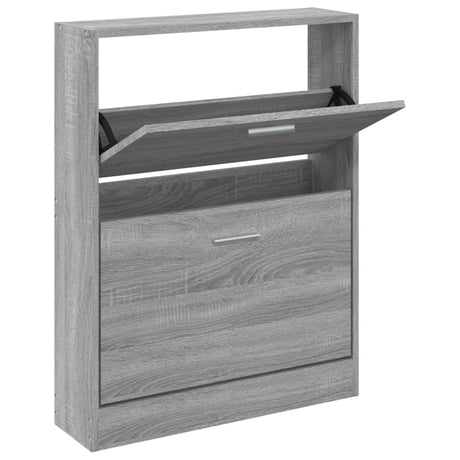 Shoe Cabinet Grey Sonoma 59x17x81 cm Engineered Wood