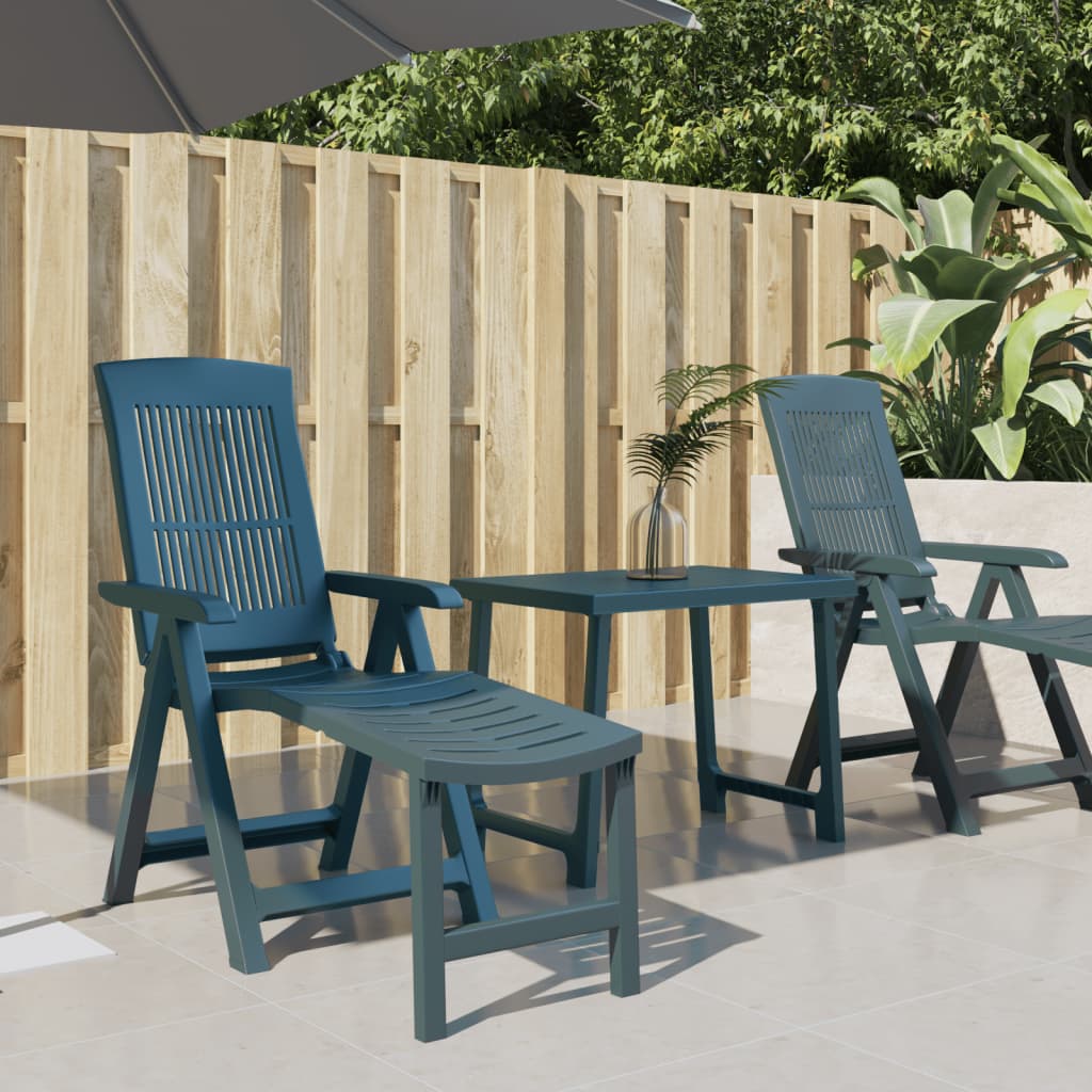 Green plastic reclining online garden chairs